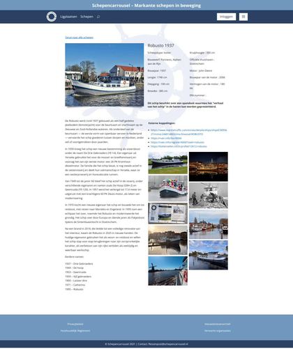 Schepencarrousel-profielpagina van de Robusto (screenshot, huidige staat)