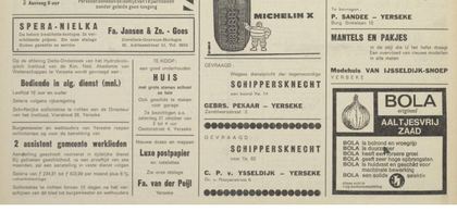 Krantenpagina met advertenties (context, niet direct gerelateerd)