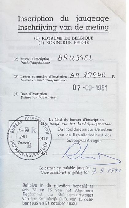 Inschrijving Brussel: BR 20940 B, 07-09-1981