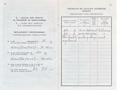 Deplacement conventioneel + overzicht “vernietigde oude meetbrieven” (Catherina 1968 & 1971)